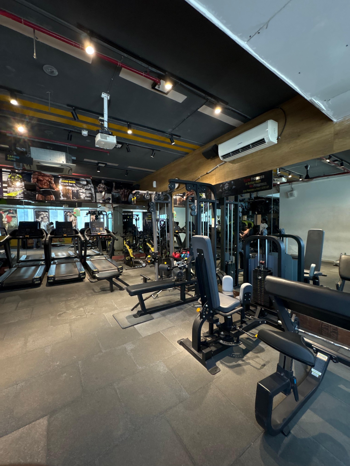Cardio zone with treadmills and bikes