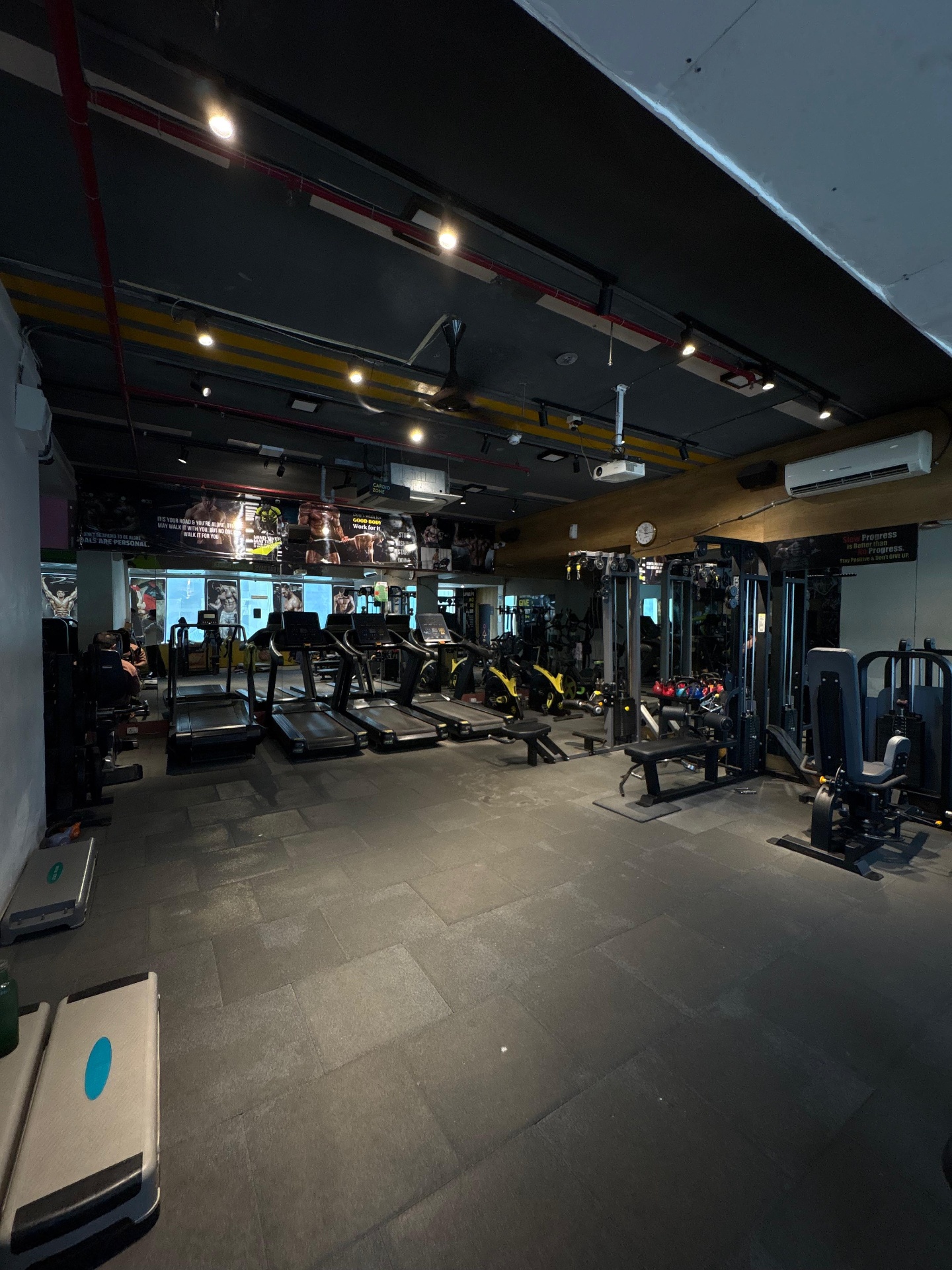 Open free-weights floor with mirrors